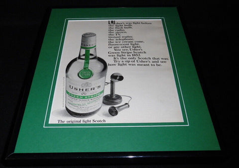 1968 Usher's Green Stripe Whisky 11x14 Framed ORIGINAL Vintage Advertisement