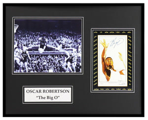 Big O Oscar Robertson Signed Framed 16x20 Photo Display JSA Bucks