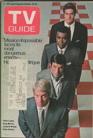 ORIGINAL Vintage October 18, 1969 TV Guide Mission Impossible Cast L Nimoy