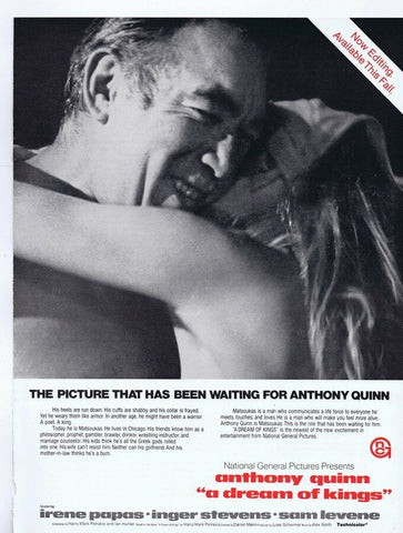 A Dream of Kings 1969 ORIGINAL Vintage 9x12 Industry Ad Anthony Quinn