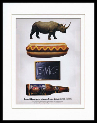 1990 Stroh's Beer / Hot Dogs Framed 11x14 ORIGINAL Vintage Advertisement