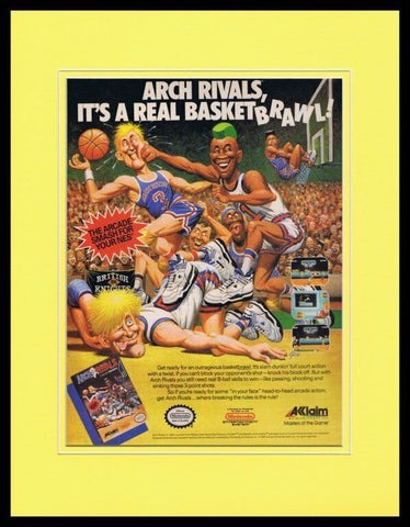 Arch Rivals 1989 NES Nintendo Framed 11x14 ORIGINAL Advertisement