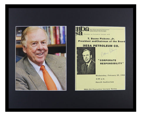 T Boone Pickens Signed Framed 16x20 Photo Display Oklahoma State