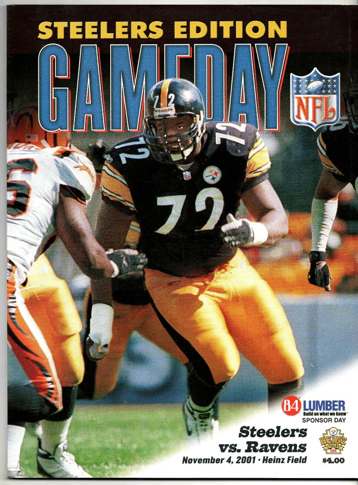 Nov 4 2001 Ravens @ Pittsburgh Steelers Program Randall Cunningham vs Kordell