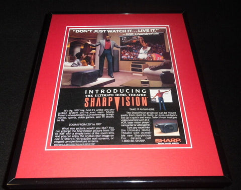 Wilt Chamberlain 1989 Sharpvision TV Framed 11x14 ORIGINAL Vintage Advertisement