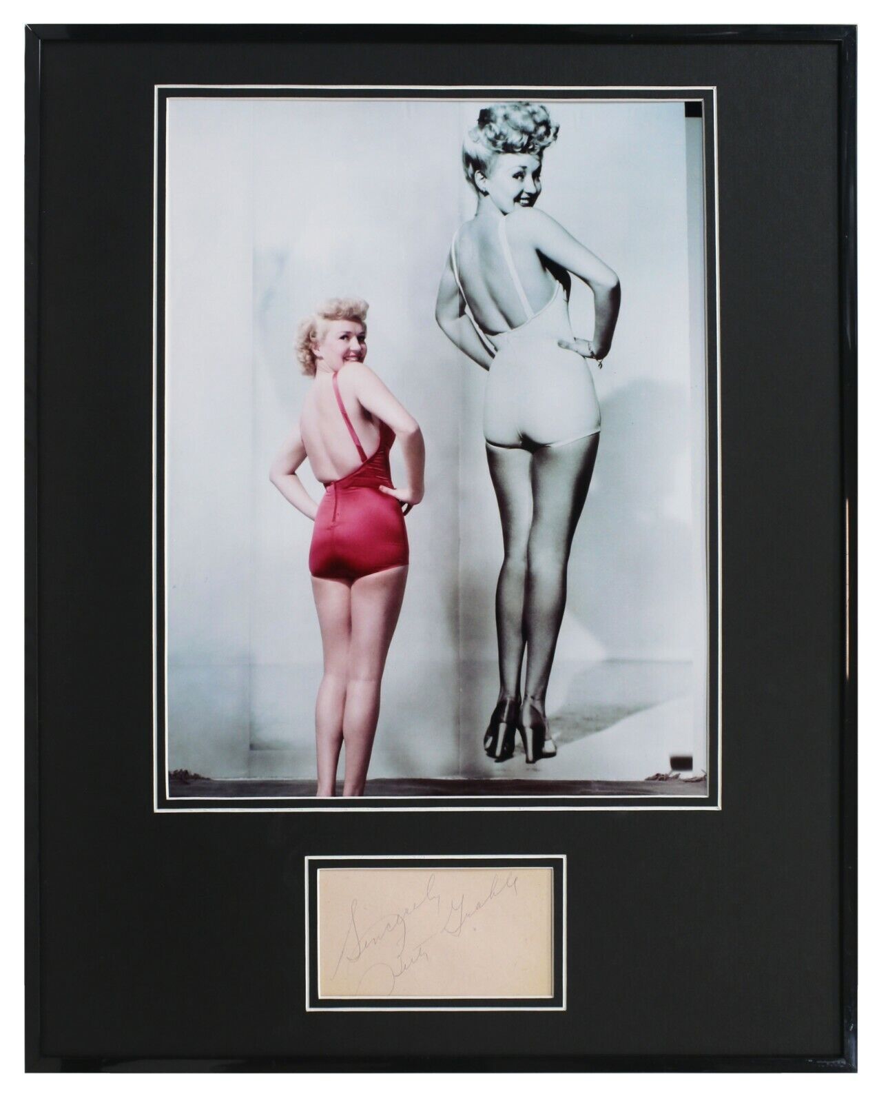 Betty Grable Signed Framed 16x20 Pinup Photo Display JSA