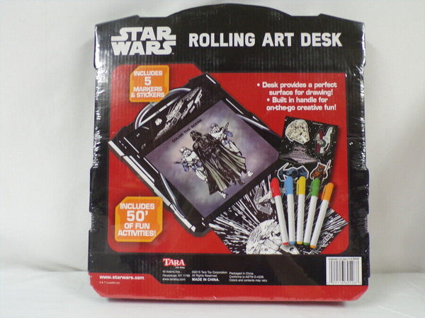 NEW SEALED 2015 Disney Star Wars Darth Vader Rolling Art Desk Set w/ Markers 