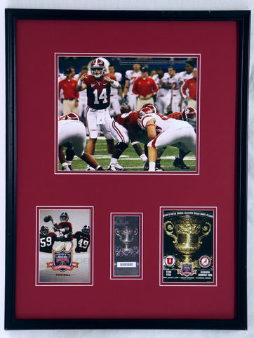 2009 Alabama Utah Sugar Bowl Framed 18x24 Photo Ticket & Program Display