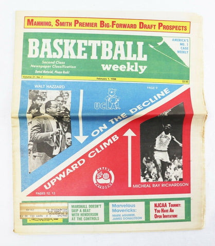 ORIGINAL Vintage Feb 1 1988 Basketball Weekly Magazine Walt Hazzard M Richardson