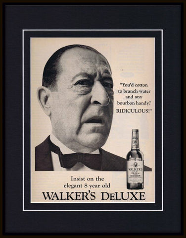 1968 Walker's Deluxe Bourbon Framed 11x14 ORIGINAL Vintage Advertisement