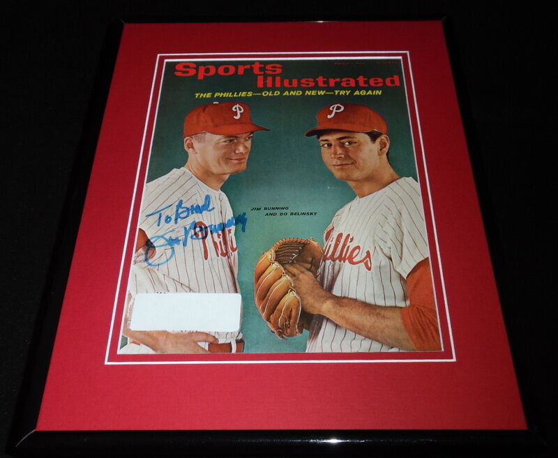 Jim Bunning Signed Framed 1965 Sports Illustrated Magazine Cover Phillies