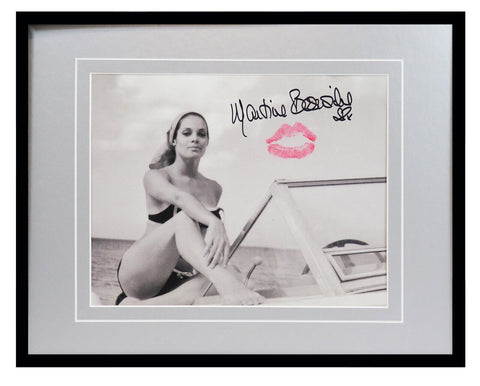 Martine Beswick Signed Framed 11x14 Photo Display w/ Lip Print Kiss AW Bond Girl