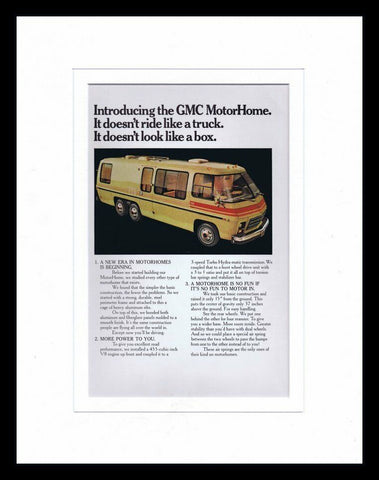 ORIGINAL Vintage 1973 GMC Motorhome 11x14 Framed Advertisement