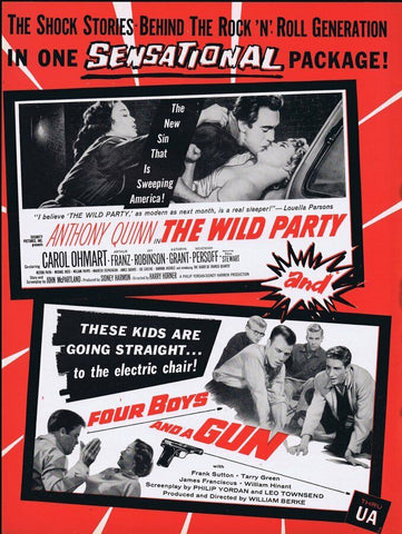 Wild Party / Four Boys and a Gun 1956 ORIGINAL Vintage 9x12 Industry Ad  