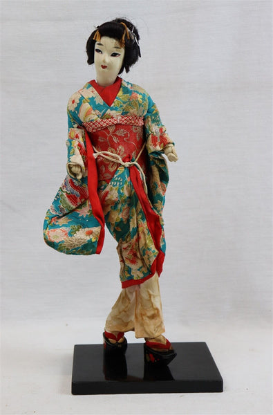 VINTAGE 14" Japanese Geisha Figure Doll on Stand