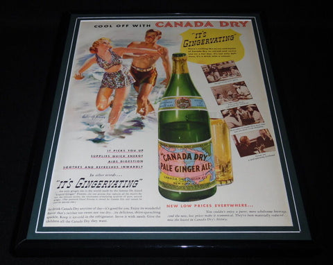 1937 Canada Dry Ginger Ale Framed 11x14 ORIGINAL Vintage Advertisement