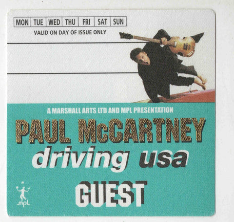 2002 Paul McCartney Driving USA Guest Backstage Pass