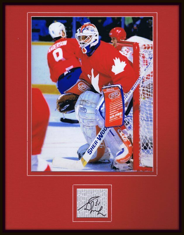 Grant Fuhr Signed Framed 11x14 Photo Display Oilers Canada Cup