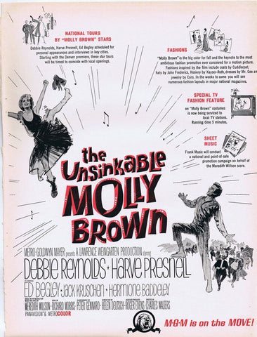 Unsinkable Molly Brown 1964 Debbie Reynolds ORIGINAL Vintage 9x12 Industry Ad