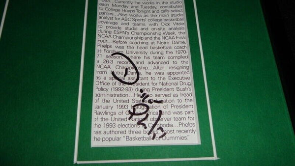 Digger Phelps Signed Framed 11x17 Photo Display w/ Bob Knight ESPN