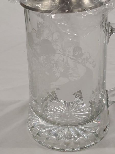 NEW NFL Official Etched Glass Crystal Lidded Beer Stein