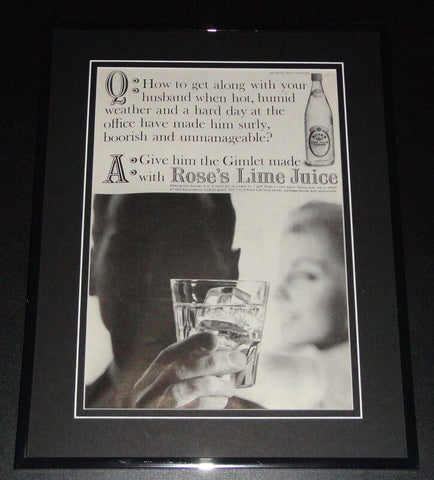 1959 Rose's Lime Juice 11x14 Framed ORIGINAL Vintage Advertisement