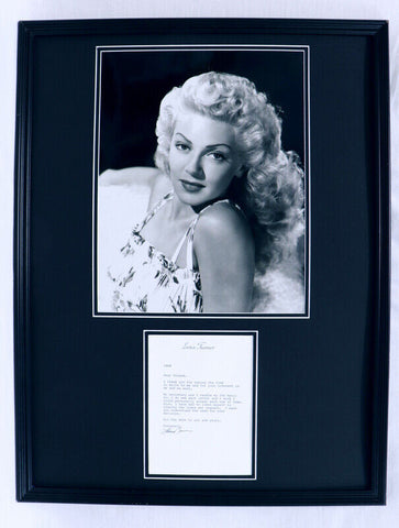 Lana Turner Signed Framed 1988 Typed Letter & Photo Display JSA