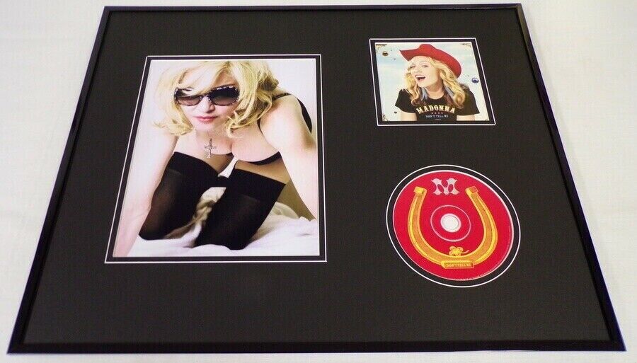 Madonna Framed 16x20 Don't Tell Me CD & Lingerie Stockings Photo Display