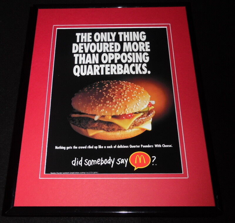 1998 McDonald's Quarter Pounder Framed 11x14 ORIGINAL Advertisement 