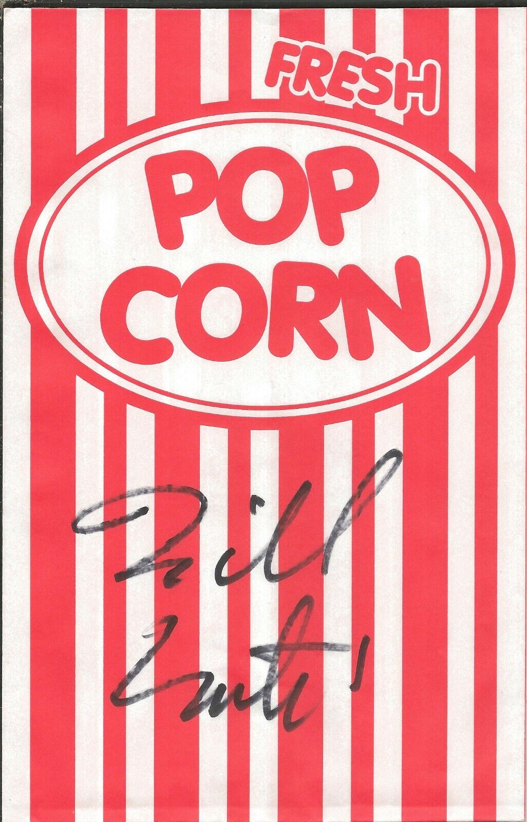 Bill Conti Signed Popcorn Bag Composer Rocky Karate Kid 