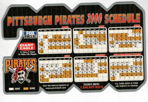 VINTAGE 2000 Pittsburgh Pirates Magnet Schedule Last Season at Three Rivers