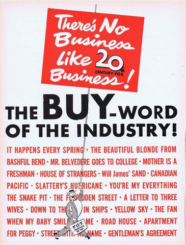 1949 20th Century Fox ORIGINAL Vintage 9x12 Industry Ad  