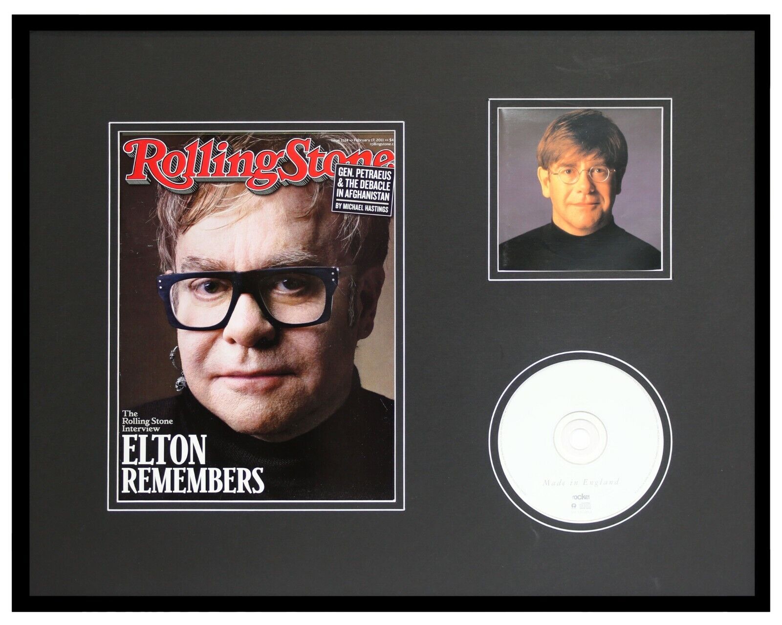 Elton John 16x20 Framed 2011 Rolling Stone Cover & CD Display