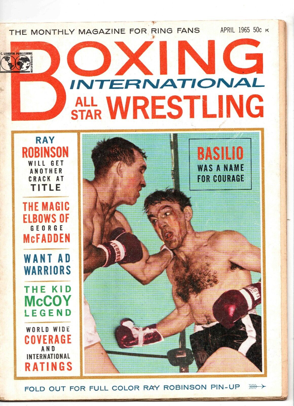 April 1965 Boxing International Magazine Sugar Ray Robinson Carmen Basilio