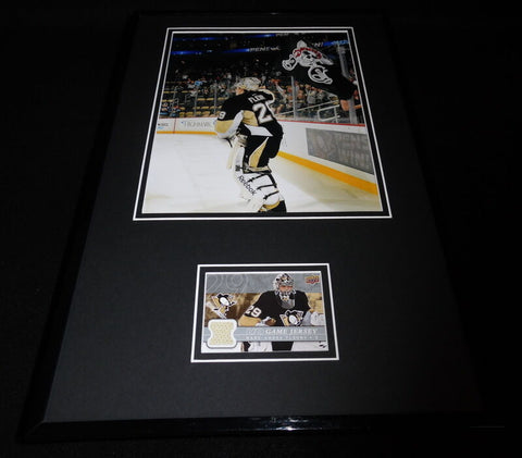 Marc Andre Fleury Framed 11x17 Game Used Jersey & Photo Display Penguins