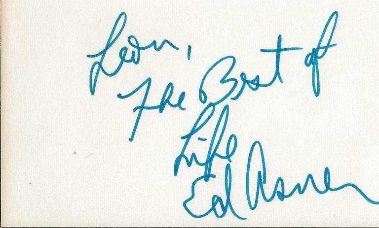 Ed Asner Signed Vintage 3x5 Index Card B