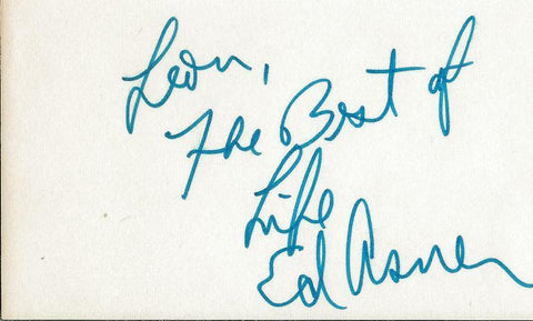 Ed Asner Signed Vintage 3x5 Index Card B