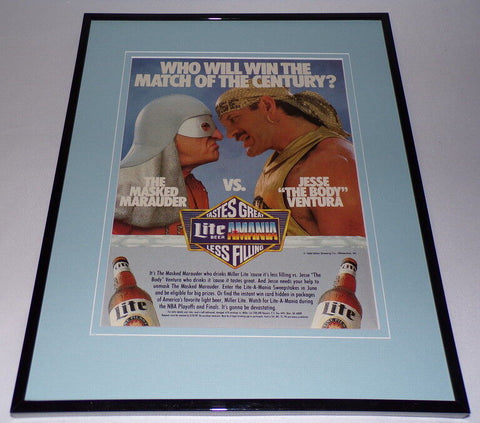 Jesse Ventura 1989 Miller Beer 11x14 Framed ORIGINAL Advertisement 