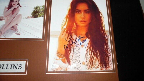 Lily Collins Signed Framed 16x20 Photo Set JSA