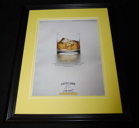 1991 Cutty Sark Whisky Framed 11x14 ORIGINAL Vintage Advertisement 