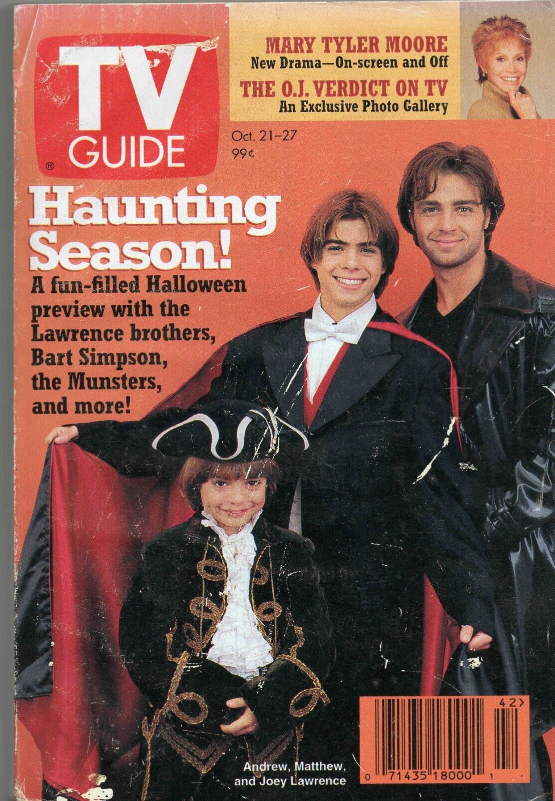 Oct 21 1995 TV Guide Magazine Joey Matthew Lawrence Simpsons Munsters