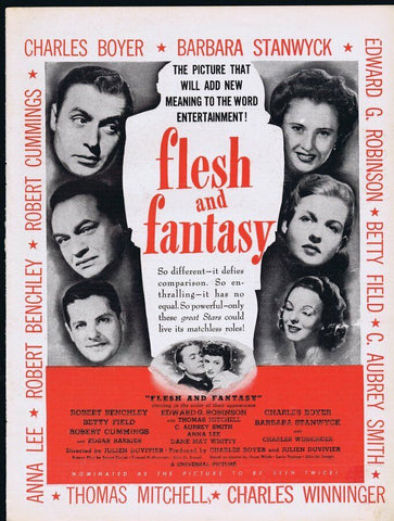 Flesh and Fantasy 1943 ORIGINAL Vintage 9x12 Industry Ad Barbara Stanwyck