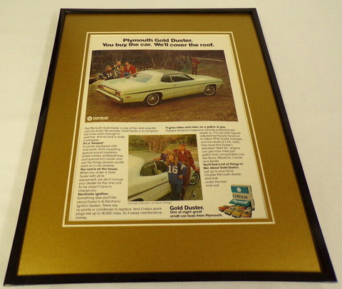 1973 Plymouth Gold Duster Framed 11x14 ORIGINAL Vintage Advertisement 