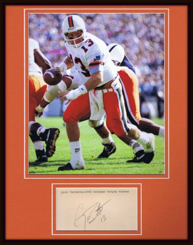 Gino Torretta Signed Framed 11x14 Photo Display Miami Hurricanes The U