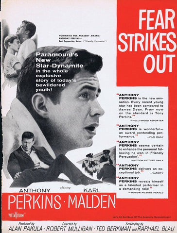 Fear Strikes Out 1957 ORIGINAL Vintage 9x12 Industry Ad Anthony Perkins K Malden