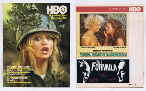 ORIGINAL Vintage October 1981 HBO Magazine Private Benjamin Blue Lagoon