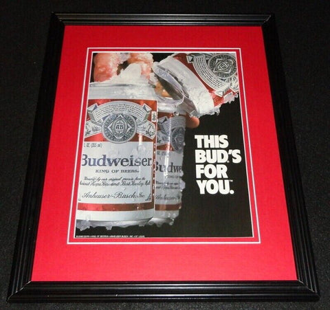 1987 Budweiser Beer This Bud's For You Framed 11x14 ORIGINAL Advertisement