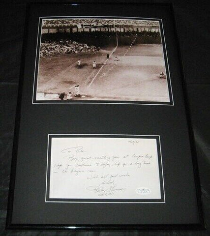 Bobby Thomson Signed Framed Letter & Photo JSA Shot Heard Round World