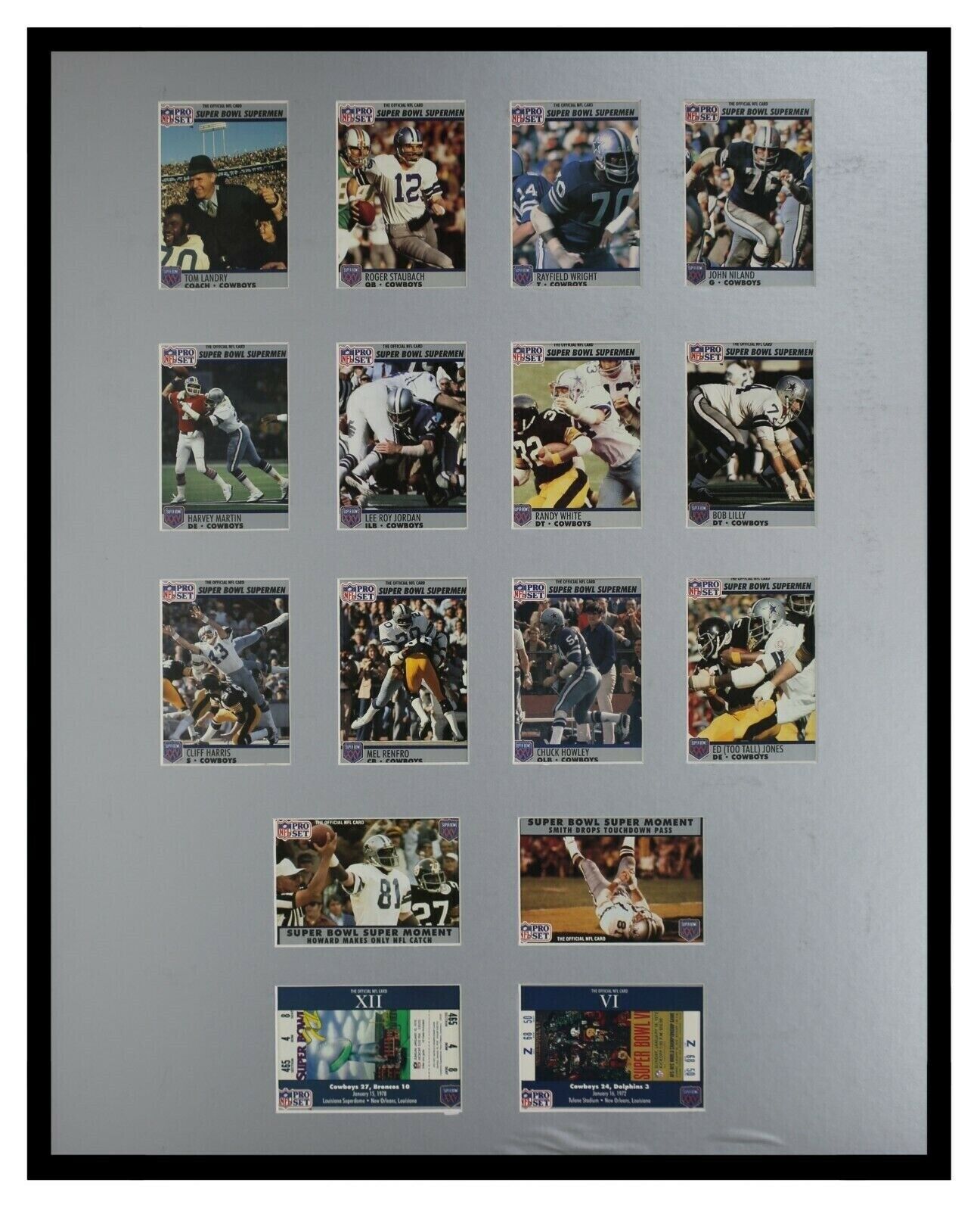 Dallas Cowboys 16x20 Framed 1990 Super Bowl Legends Card Display  