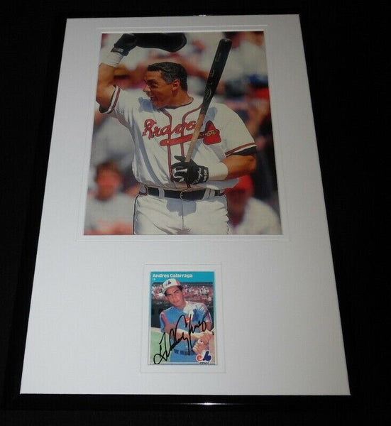 Andres Galarraga Signed Framed 11x17 Photo Display Braves Expos